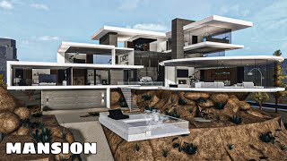 Bloxburg Mansion Hill Luxury Modern House NO LARGEPLOT  House Build [upl. by Aneleairam]