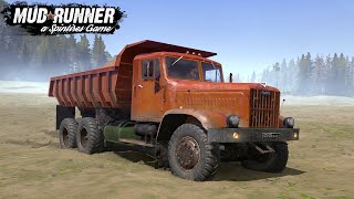 Spintires MudRunner KrAZ Old Dump Truck Driving Off road [upl. by Nella]