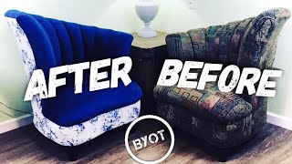 DIY UPHOLSTERY FOR BEGINNERS  How To Reupholster A Chair [upl. by Gary]