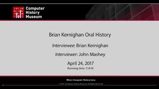 Oral History of Brian Kernighan [upl. by Eiveneg]