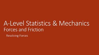 ALevel Mechanics 51 Resolving Forces [upl. by Yanttirb]