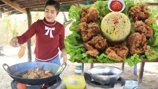 Market show Crispy chicken wings fried rice cooking  Yummy fried rice recipe [upl. by Alguire]