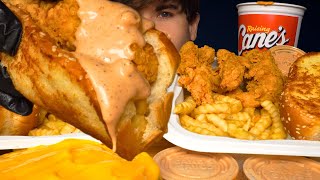 ASMR MUKBANG RAISING CANES CHICKEN amp FRIES WITH EXTRA CANES SAUCE amp TOAST [upl. by Maher]