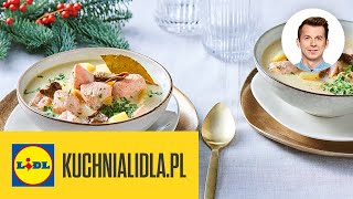 Zupa RYBNA pachnąca świętami 🐟 z łososiem i grzybami  Karol Okrasa amp Kuchnia Lidla [upl. by Pippy137]