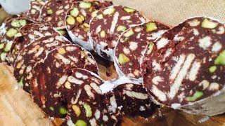 Salame de chocolate y frutos secos con leche condensada [upl. by Jandy]