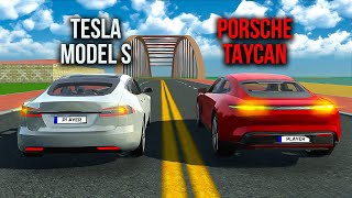 Porsche Taycan vs Tesla Model S  Elektrikli Arabalar Yarışıyor  Car Simulator 2 [upl. by Aseretairam]