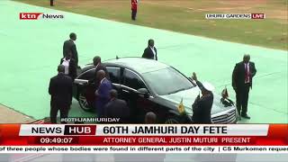 President Ruto arrives at Uhuru Gardens for the 60th Jamhuri Day celebrations [upl. by Roye251]