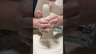 Throwing a ridged gooseneck vase on the potterywheel  pottery ceramicart sensualsaturday [upl. by Malinowski587]