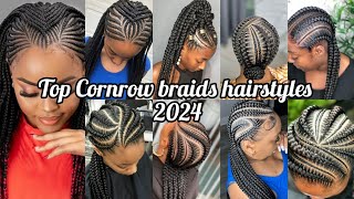 Top 50 Cornrow braids hairstyles for black ladies  Cornrow hairstyles Cornrows styles 2024 [upl. by Ssidnac]