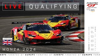 LIVE  Qualifying  Monza  Fanatec GT Europe 2024 English [upl. by Tadich746]