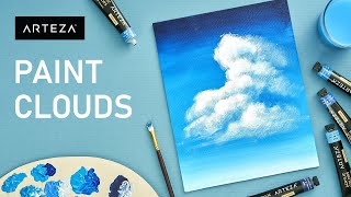 How To Paint Clouds With Acrylics For Beginners  Sky Painting EASY 🎨 [upl. by Nylde610]