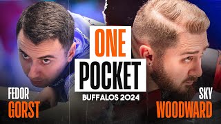 Fedor Gorst vs Sky Woodward  THRILLER MATCH  Buffalos Pro Classic One Pocket 2024 [upl. by Noirret]