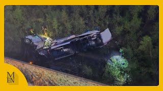 Shocking footage shows lorry that plummeted off motorway [upl. by Acino456]