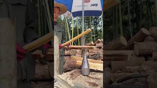 Conical drill bit wood splitting process [upl. by Ellehsat]