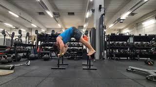 Single Parallette Deficit Pike PushUp with Feet Elevated [upl. by Emerson]