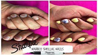 ¡Shellac fácil Haz tus propias uñas gel en casa Sharpie marble gel nails💅🏽 [upl. by Trubow214]