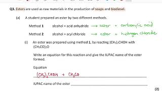 Esters Soaps and Biodiesel Exam Question Walkthrough AQA A level Chemistry [upl. by Lewse]