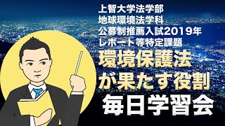 【上智大学法学部地球環境法学科・レポート等特定課題2019年】環境保護で法が果たす役割 [upl. by Gratiana]