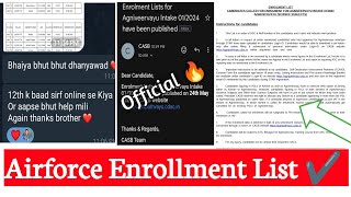 Indian Airforce XY Group Enrollment List Out  Final Cut Off  Joining  Official ✔️🔥 [upl. by Atila]