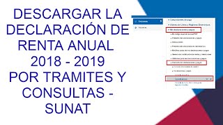 ✅ COMO CONSULTAR Y DESCARGAR EL DETALLE DE LA DECLARACIÓN DE LA RENTA ANUAL  2019  2018 SUNAT [upl. by Racklin]