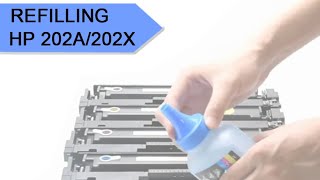 How to Refill HP 202A 202X Cartridges for M254 M254dw M281 M281cdw M281fdw Printers [upl. by Nilauqcaj588]