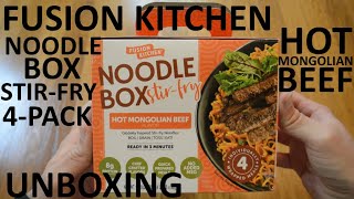 Unboxing Fusion Kitchen Hot Mongolian Beef Flavor Noodle Box StirFry 4Pack [upl. by Beaudoin]