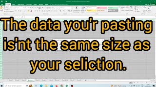 The data youre pasting isnt the same size as your selection  microsoft excel  how to use excel [upl. by Irtimid]