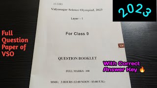 Vidyasagar Science Olympiad exam 2023 question paper 🔥with final answer key ❤️🥳🤩 [upl. by Hamal]