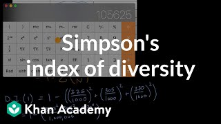 Simpsons index of diversity  Ecology  AP Biology  Khan Academy [upl. by Wachter796]