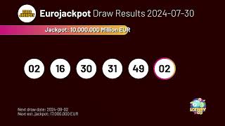 20240730 Eurojackpot Lottery Results amp Winning Numbers [upl. by Igenia]