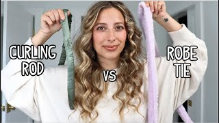 HEATLESS CURLS CURLING ROD VS ROBE TIE  WHICH IS BETTER Overnight Heatless Curls Tutorial [upl. by Reeves]