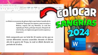 COLOCAR SANGRIAS A TEXTOS EN WORD DE DOS MANERAS RAPIDAS METODO 2024 [upl. by Aicelaf]