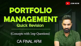 Portfolio Management Revision  Quick Concepts amp Questions  CA Final AFM [upl. by Notyal520]