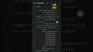 Kalender  html css javascript coding shorts [upl. by Schlesinger]