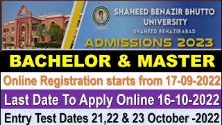 SHAHEED BENAZIR BHUTTO UNIVERSITY ADMISSION 2023 Announced  Bachelor amp Master Apply online Now [upl. by Naimad]