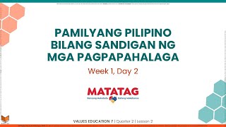 Values Education 7  Q2W1D2  Pamilyang Pilipino Bilang Sandigan ng mga Pagpapahalaga [upl. by Islaen]