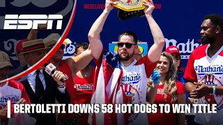 A NEW CHAMPION 🌭 Patrick Bertoletti wins 2024 Nathans Hot Dog Eating Contest 🏆 [upl. by Chaim]