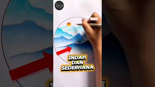 Menggambar Pemandangan Gunung dengan cara sederhana 🤩 shorts shortvideo [upl. by Riti]