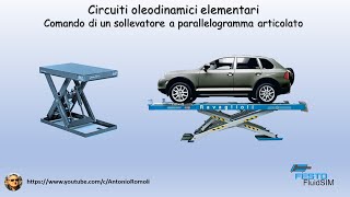 Circuito oleodinamico elementare Comando di un sollevatore a parallelogramma [upl. by Hen]