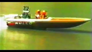 Expert Class  1986 Southern 80 Water Ski Race With Start Mid Race and Race End [upl. by Nylessej101]