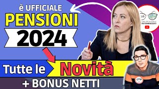 ✅ PENSIONI ➜ TUTTE LE NOVITÀ UFFICIALI 2024 ❗️ IMPORTI 260€ RIVALUTAZIONE TAGLI AUMENTI NETTI QUOTE [upl. by Nyllewell261]