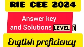 RIE CEE REGIONAL INTEGRATED BED 2024  ENGLISH PROFICIENCY DISCUSSION FOR LEVEL 1 BY ABHIJEET SIR [upl. by Eemyaj408]