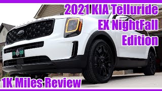 2021 KIA Telluride EX Nightfall Edition  1K Miles Review [upl. by Kanya]