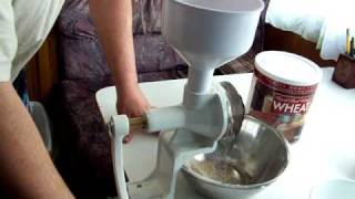 Making flour with the Lehmans Grain Mill [upl. by Ayanat378]