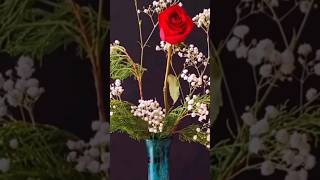 Red Rose and Gypsophila Simple Flower Arrangement flowerarrangement flowers [upl. by Annel]