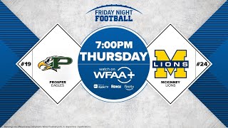 Friday Night Football on a Thursday Prosper and McKinney battle for the District 56A title [upl. by Flemming]