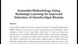 Ensemble Methodology Using Multistage Learning for Improved Detection of Harmful Algal Blooms [upl. by Ruhl]