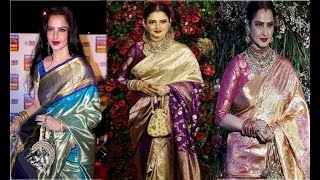 Amazing Kanjeevaram Silk Sarees From REKHAS WARDROBE  Silk Saree Blouse Designs  Actress Rekha [upl. by Anaihs]