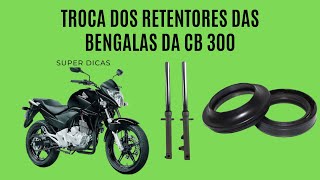 Troca dos retentores das bengalas da CB 300 [upl. by Hortense463]