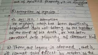 Ademption Of Legacies Imp Questions Family Law 6th Sem Part 15 [upl. by Lenahc]